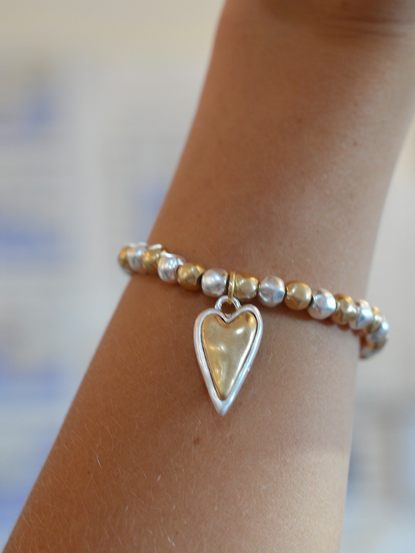 Silver & Gold Heart Bracelet