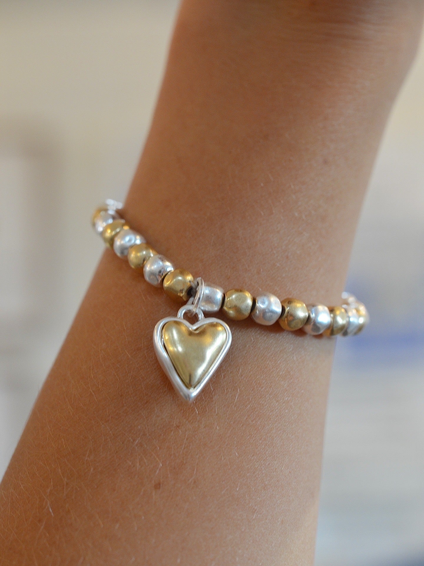 Heart Charm Beaded Bracelet