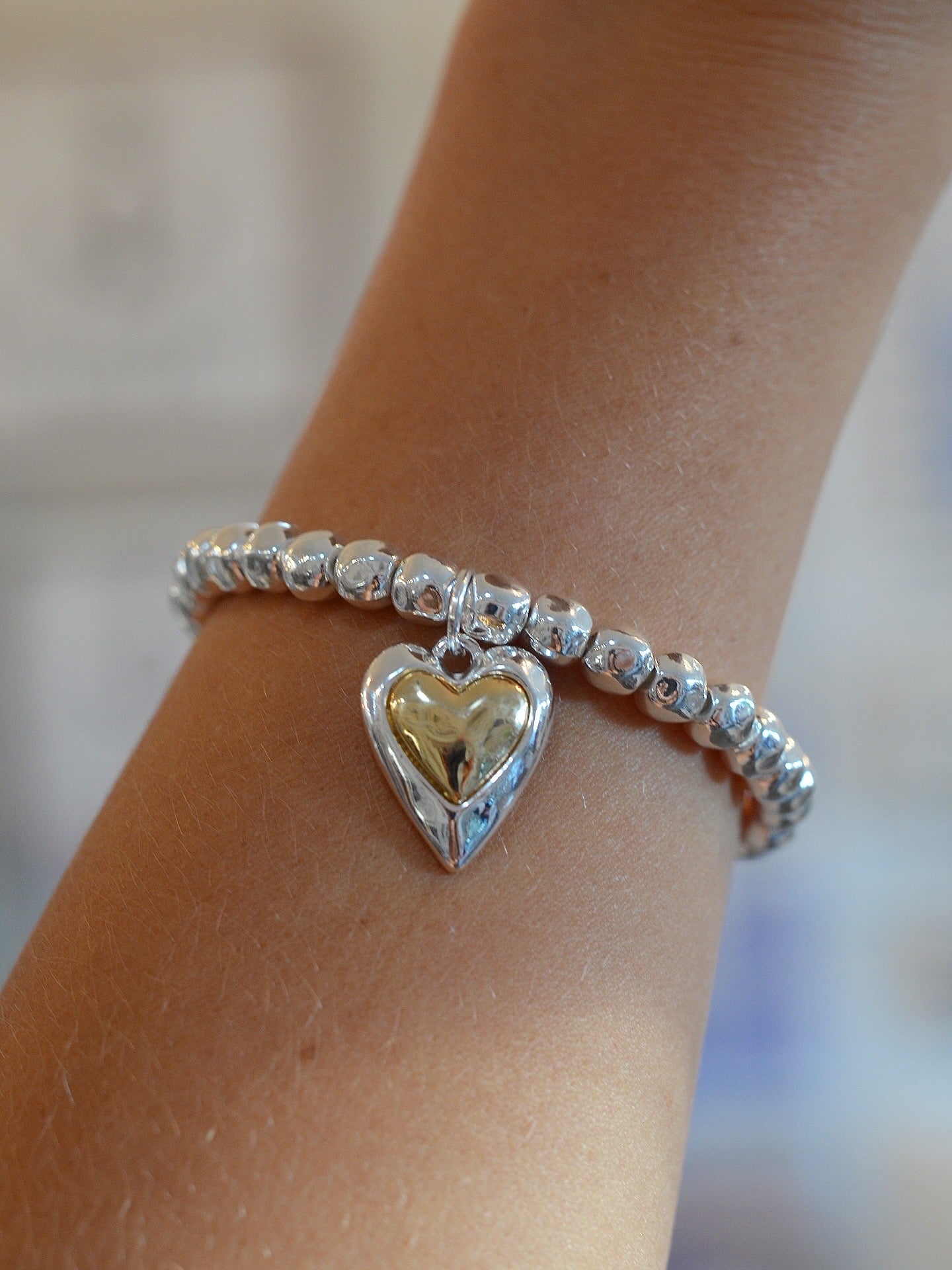 Two tone heart bracelet