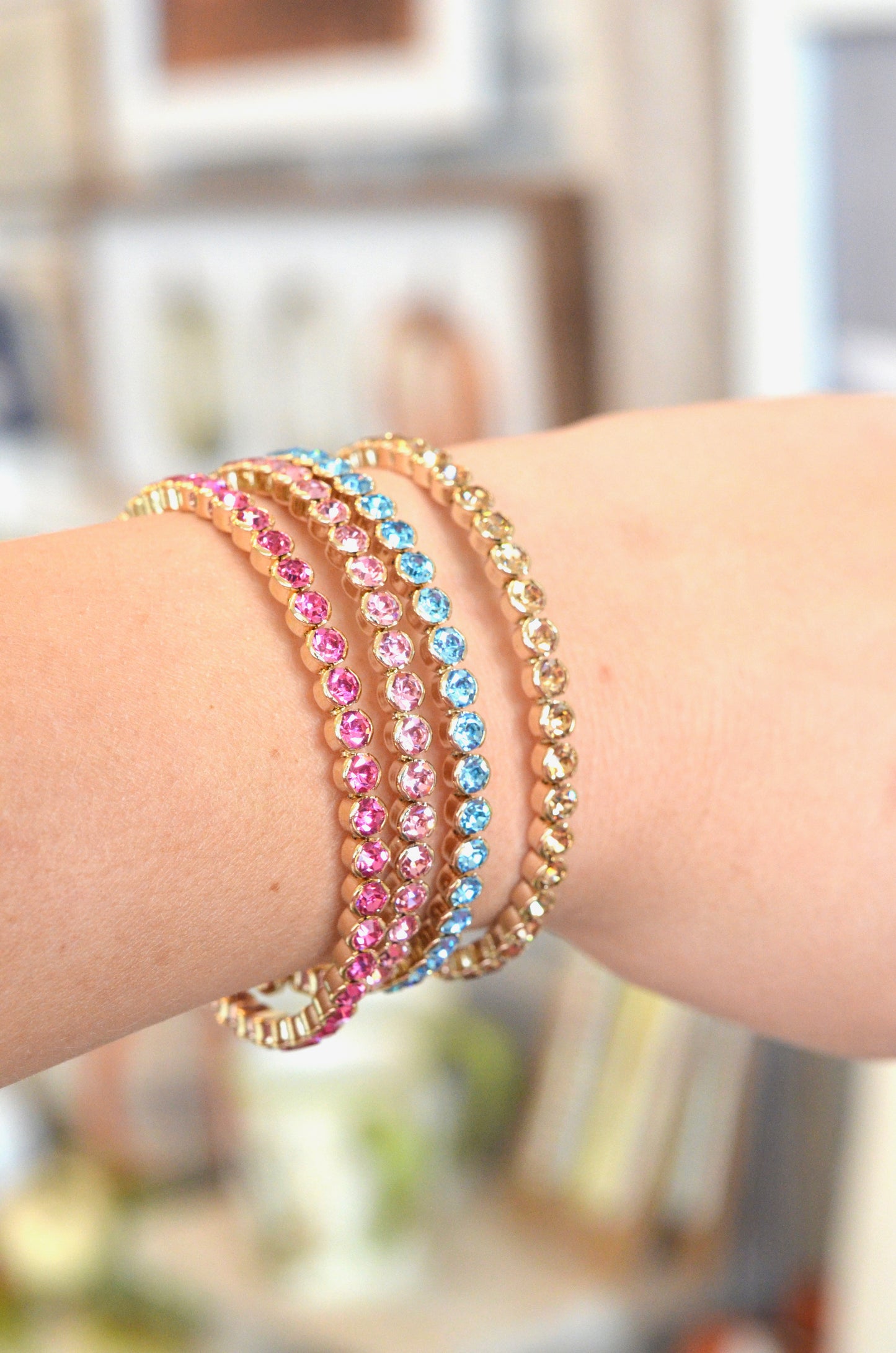 Rhinestone Bracelet set in Gold