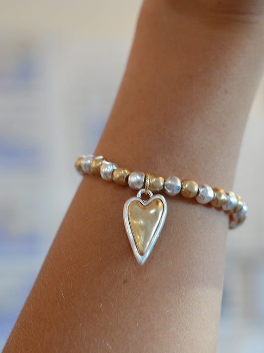 Silver & Gold Heart Bracelet