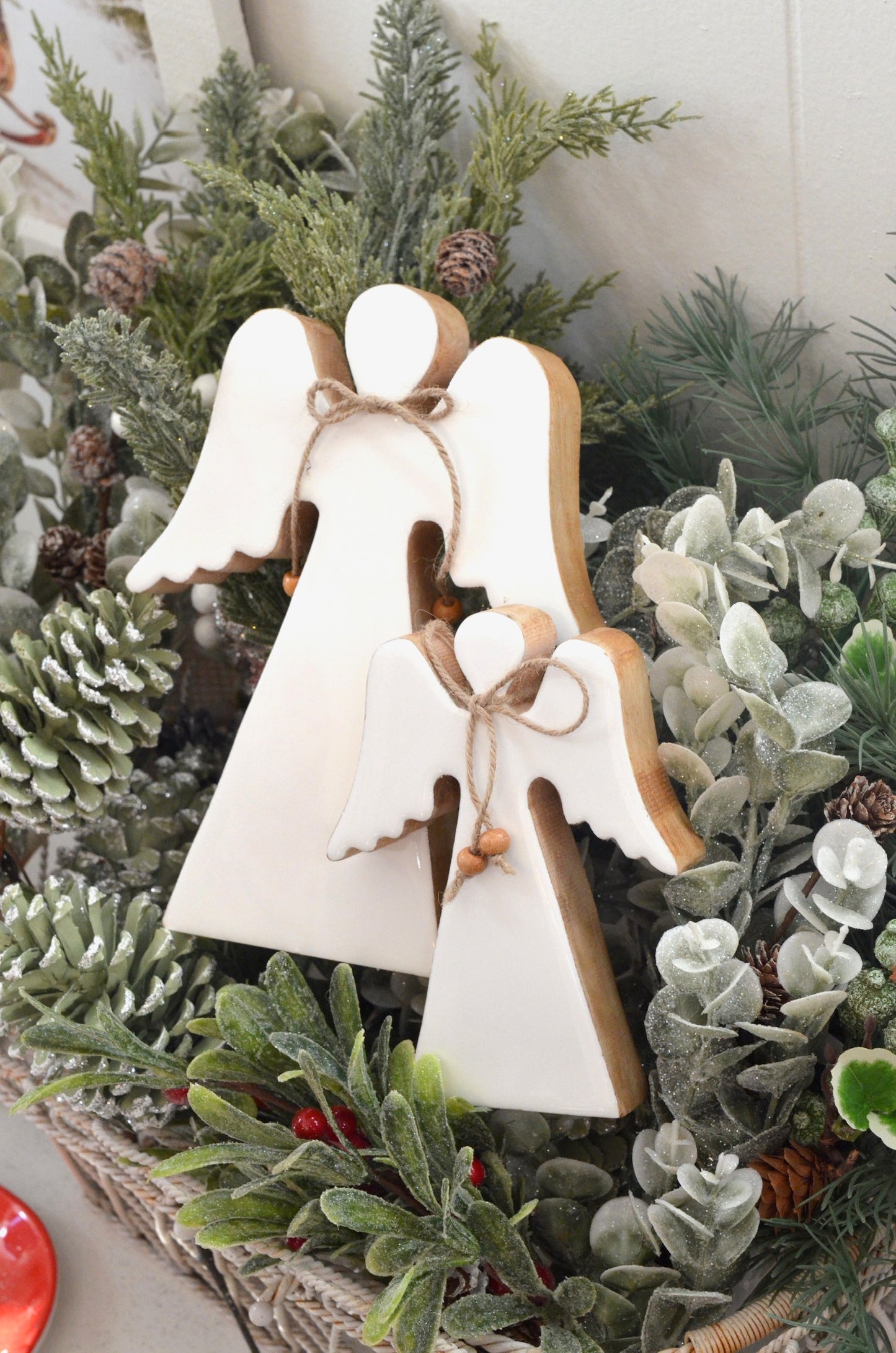 White enamel/wood angels