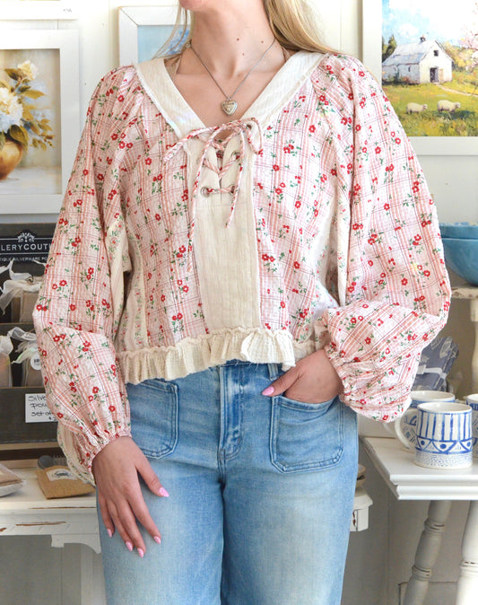 Little Flower Balloon Sleeve Top