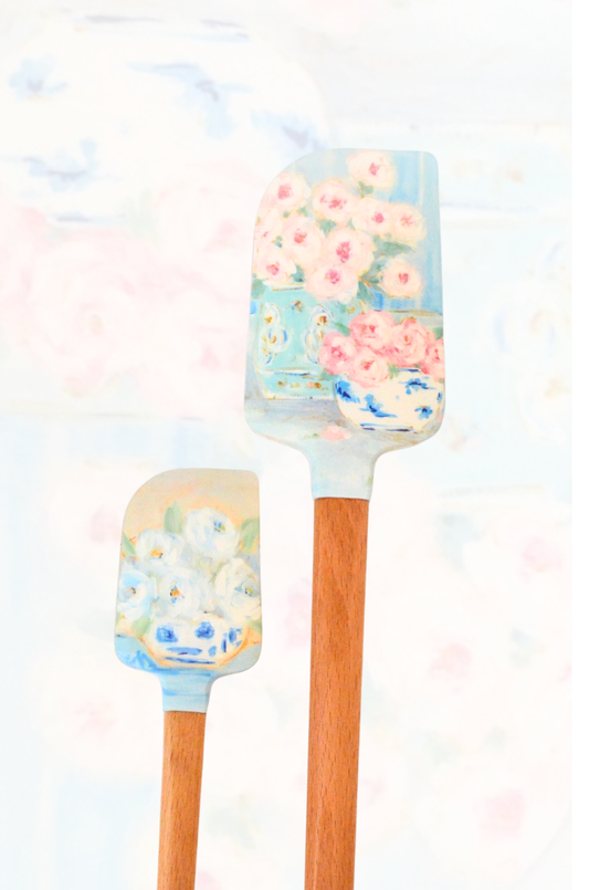 Set of Two Floral Rubber Spatulas