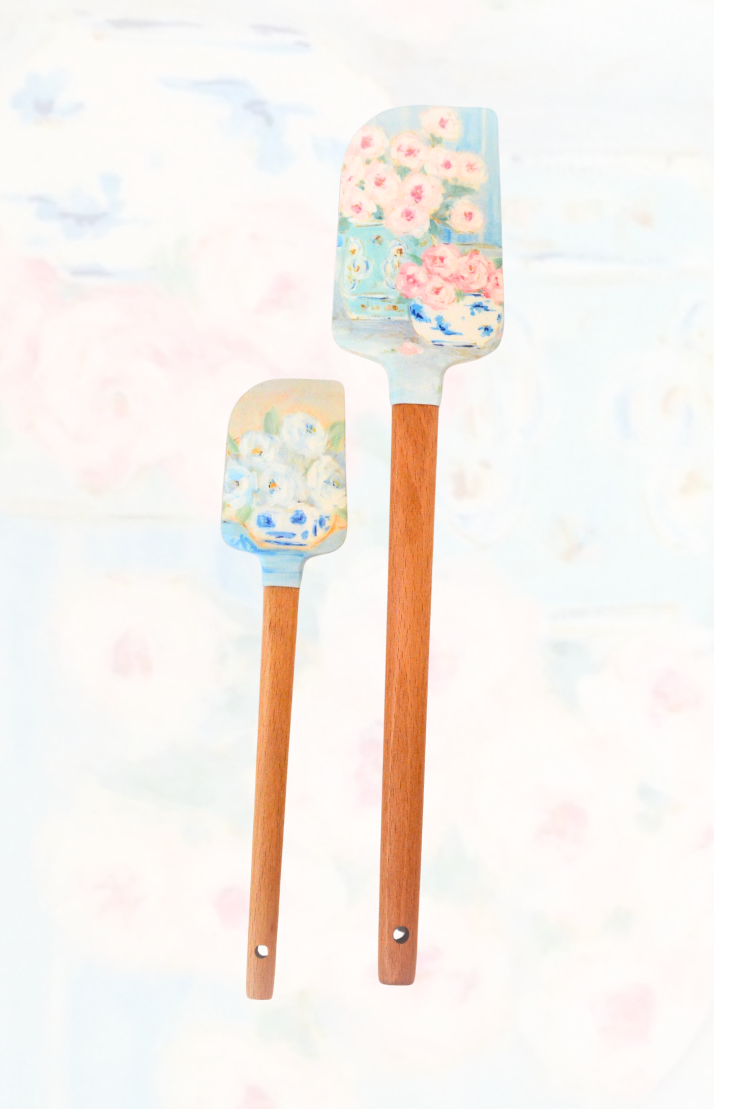 Set of Two Floral Rubber Spatulas